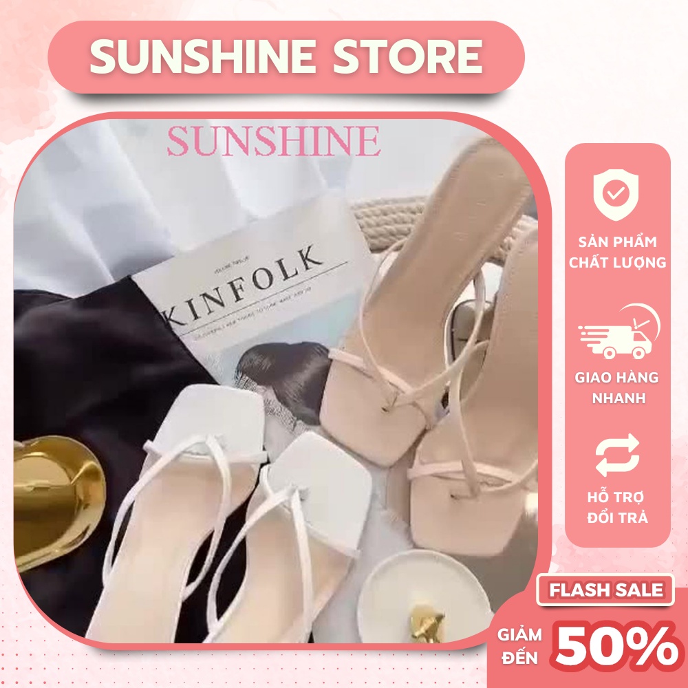 Giày cao gót xỏ ngón, sandal cao gót xỏ ngón dây mảnh sang chảnh Sunshine_Store A007