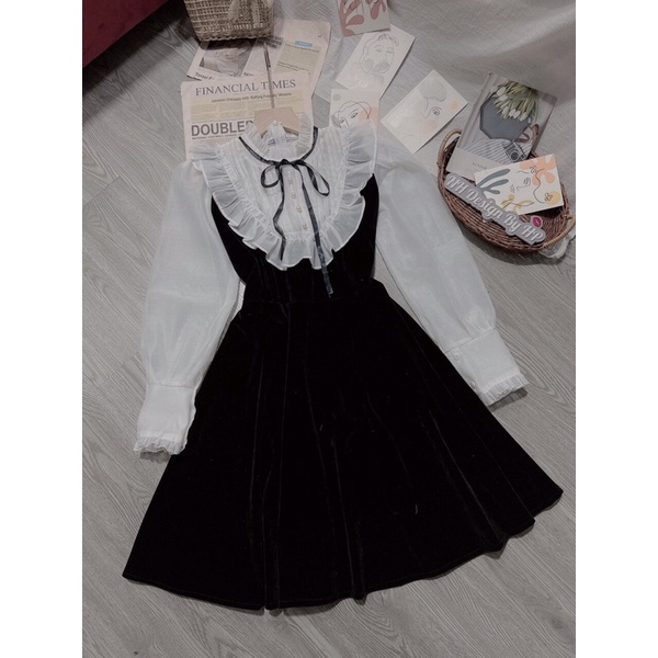 VÁY NHUNG PHỐI TƠ BÈO ĐÍNH NƠ