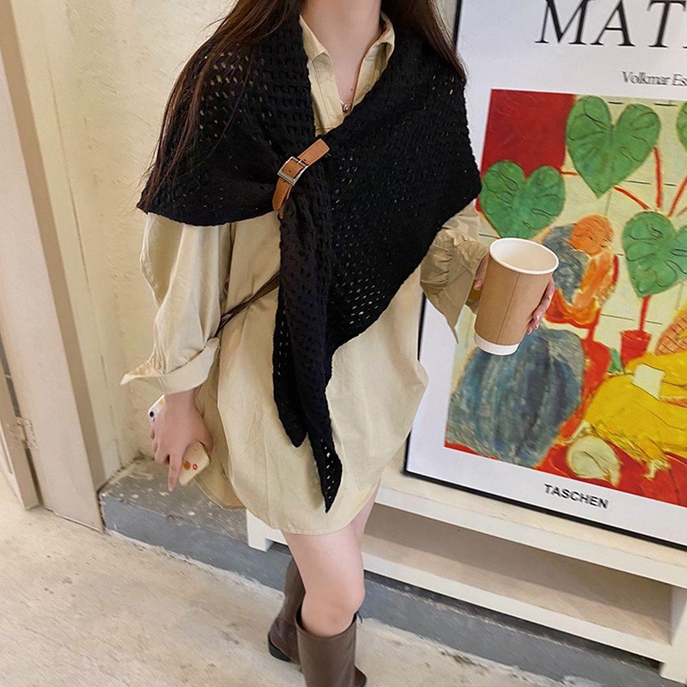 Khăn Choàng Len Cashmere Dệt Kim Phối Tua Rua Thời Trang Thu Đông Cho Nữ