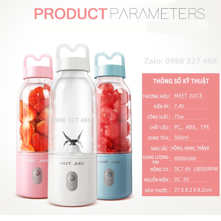 [ Loại 1] Máy Xay Sinh Tố Cầm Tay Hàng Nhập Pin Sạc Tích Điện 300ML, Máy xay mini cầm tay xay hoa quả Portable Juicer