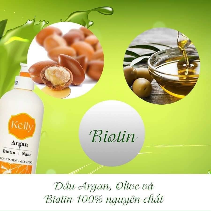 Cặp Dầu Gội Xả Cao Cấp Kelly Argan Biotin Nano 800ml x2