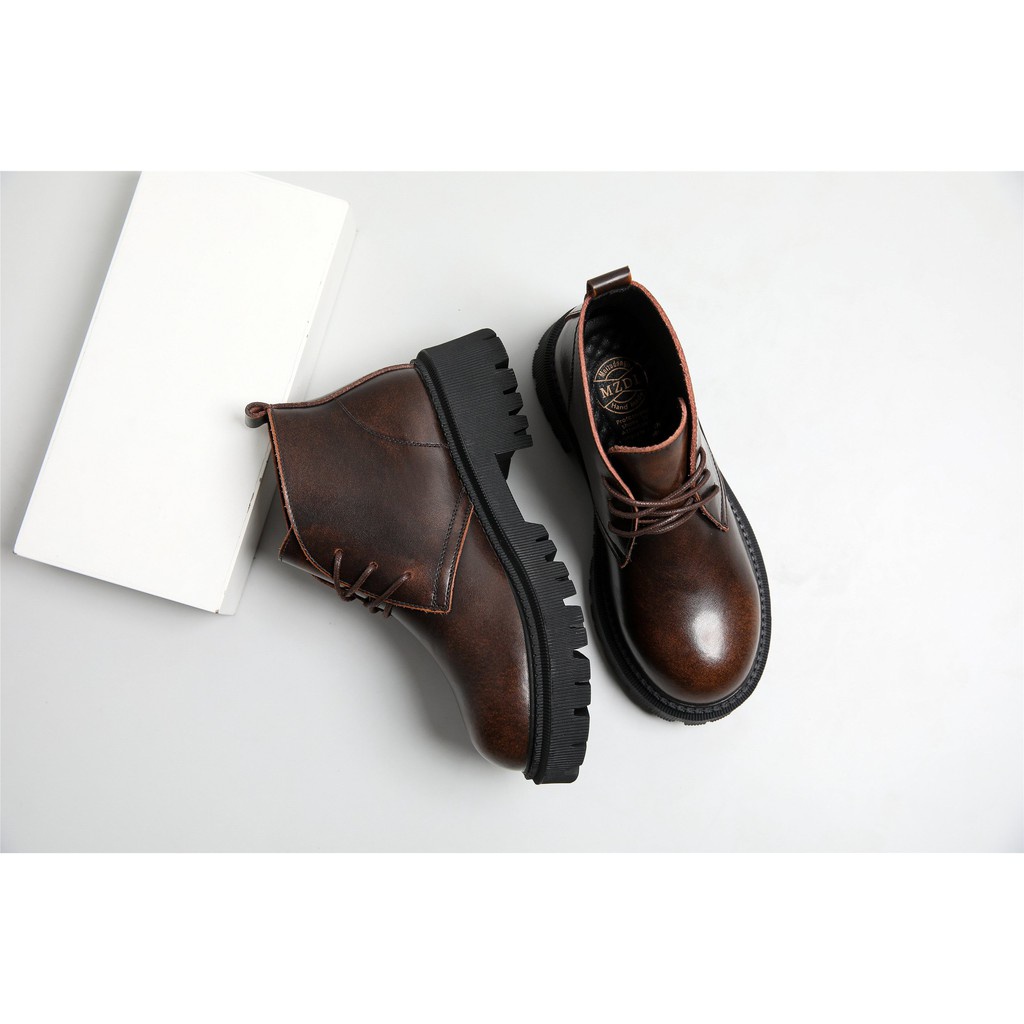 Original boots đế 5cm  - Boots da bò nữ phong cách vintage, retro