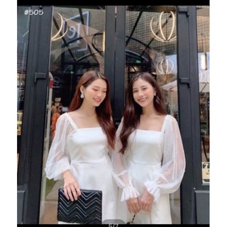 Bigsize Đầm phối tay lưới phồng