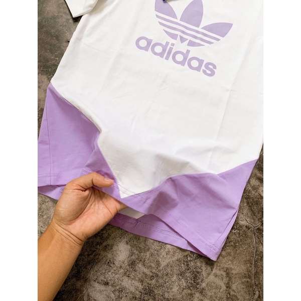 Áo nữ Adidas ba lá thun cotton logo  ba lá phối tím