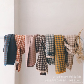 Khăn Choàng Cổ Đan Len Màu Sắc Tương Phản Phong Cách Hàn Quốc Thời Trang Thu Đông Cho Bé Trai Và Bé Gái