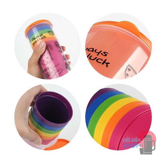 Bộ 6 ly nhựa màu Rainbow Lock&amp;Lock thích hôp dùng cho bé hoặc dã ngoại HPP707S6