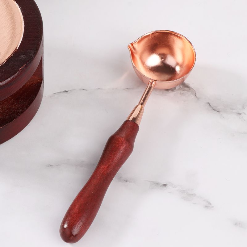 Muỗng nung sáp đóng dấu niêm phong thiệp/sổ tay bằng gỗ phong cách vintage
