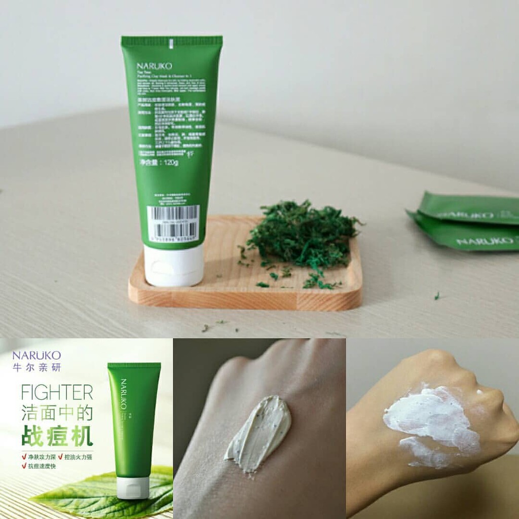 Sữa Rửa Mặt Tràm Trà Giảm Mụn Dạng Bùn - NARUKO Tea Tree Purifying Clay Mask And Cleanser In 1 120ml
