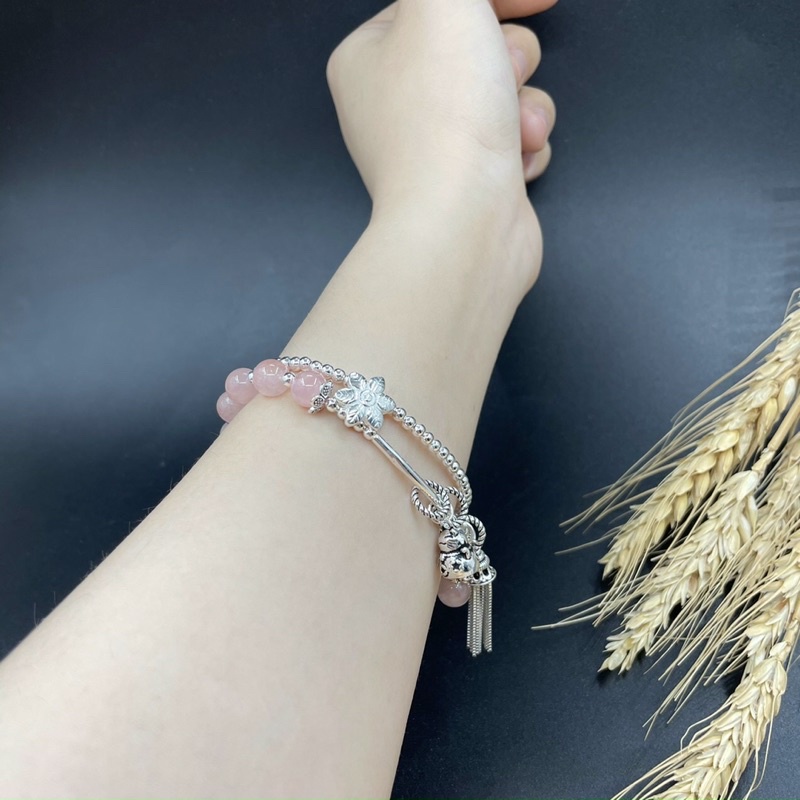 Vòng Tay Đá Phong Thuỷ Phối Chram Bạc 925 )