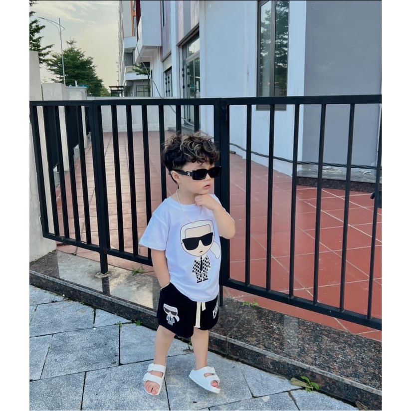 Set bộ quần đùi áo thun cho bé họa tiết Karl vải cotton mềm mịn, thoáng mát – Sammy_VN