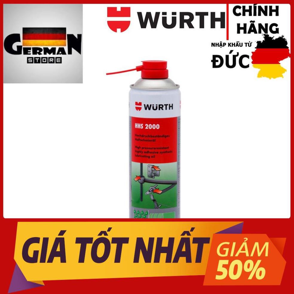 (Ship trong ngày) Mỡ bò nước dạng xịt bôi trơn chịu nhiệt Wurth HHS 2000 500ml (Hàng chính hãng)