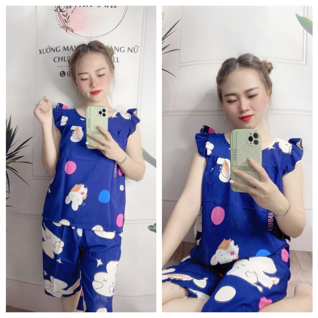 Đồ Bộ Mặc Nhà - Set Bộ Quần Lửng Bộ Mặc Nhà Nữ Chất Lụa Loại 1 Thiết Kế Hình Thú Dễ Thương Có Size 40-75kg - LUA29