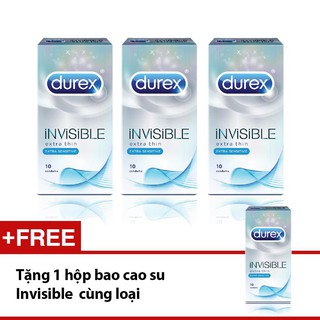 Combo 3 bao cao su durex invisible extra thin chính hãng
