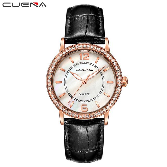 Đồng hồ nữ CUENA 6626 viền đính đá cực xinh + tặng áo phông | BigBuy360 - bigbuy360.vn