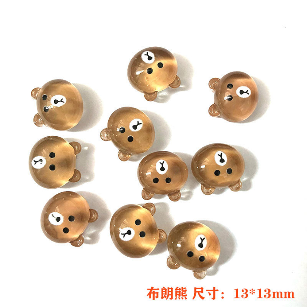 [sweet] 1Pcs/10Pcs woman Cartoon cute Strawberry transprent Resin Bear Nail Art Decor Rotating Nails Decoration