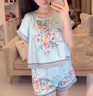 BỘ LỤA ĐÙI XANH HOA CAO CẤP