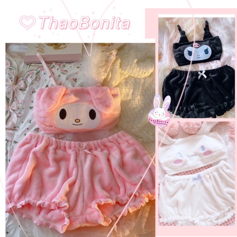 Set Cinnamoroll, Melody và Kuromi. GIAO HỎA TỐC TPHCM. Đồ Ngủ Cosplay Sexy. ThaoBonita T003