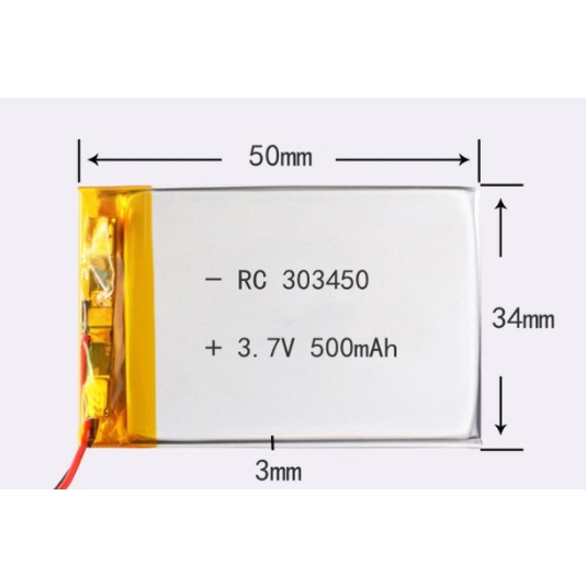 Pin Lithium - Ion 3.7V 303450 500mah