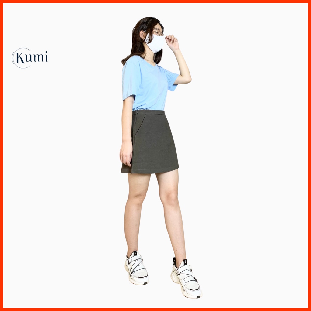 Chân váy Kaki cao cấp co giãn dáng chữ A năng động trẻ trung mặc tại Kumi Fashion | BigBuy360 - bigbuy360.vn