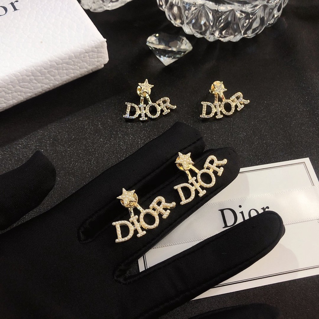 Khuyên Tai Tròn Khắc Chữ Dior Bằng Thép Titanium Thời Trang Cho Nữ