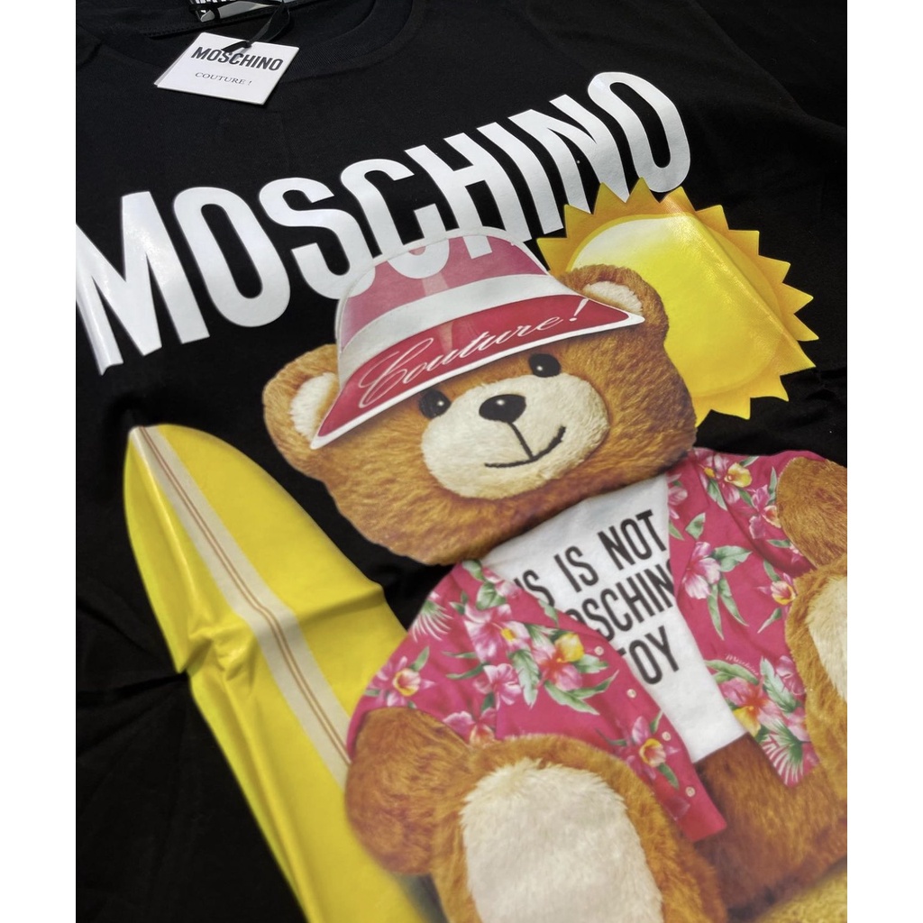 Áo thun tay lỡ moschino teddy beach cho bé , áo thun unisex trẻ em , Kid_genZ