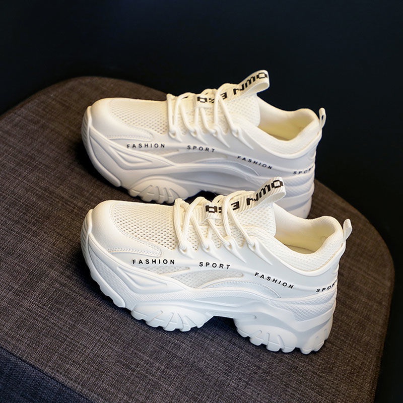Giày thể thao nữ, giày nữ lưới thoáng khí hợp thời trang mới Giày đế cao