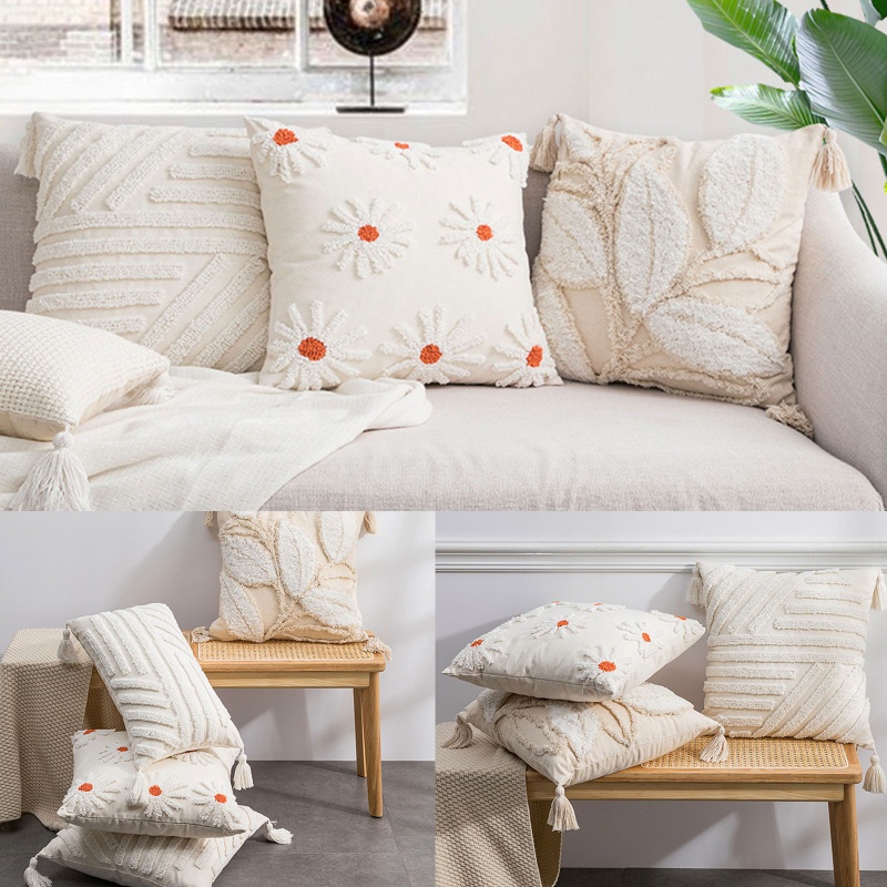 Vỏ Gối Sofa Trang Trí Tua Rua Phong Cách Bắc Âu