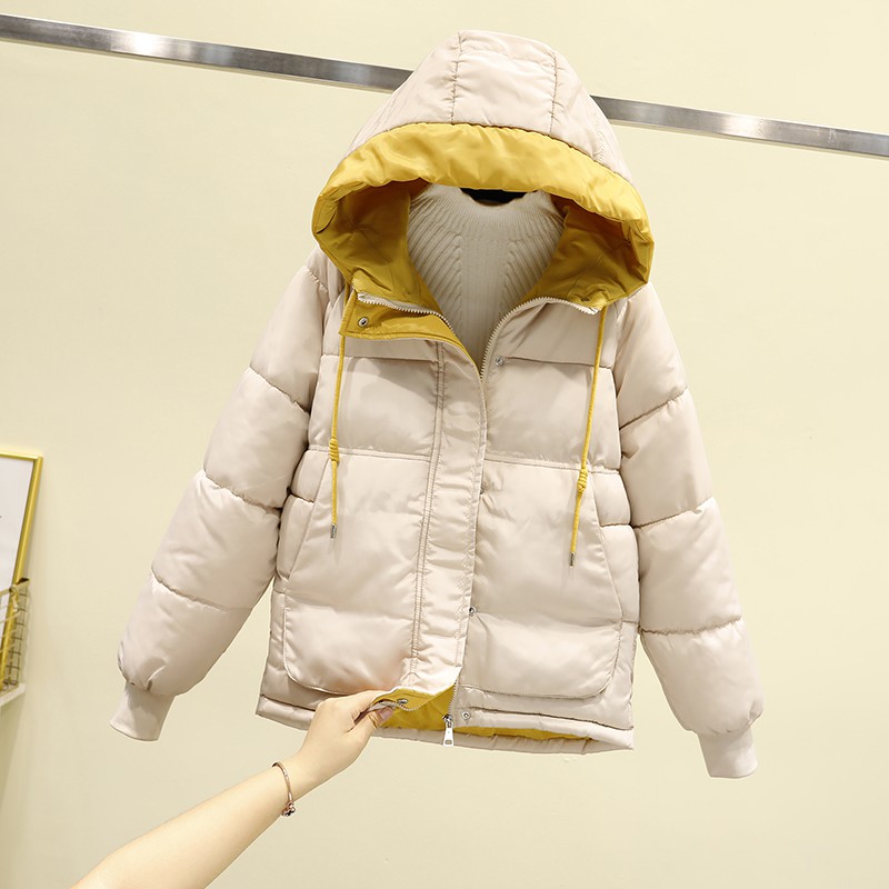 áo khoác phao dáng ngắn có mũ