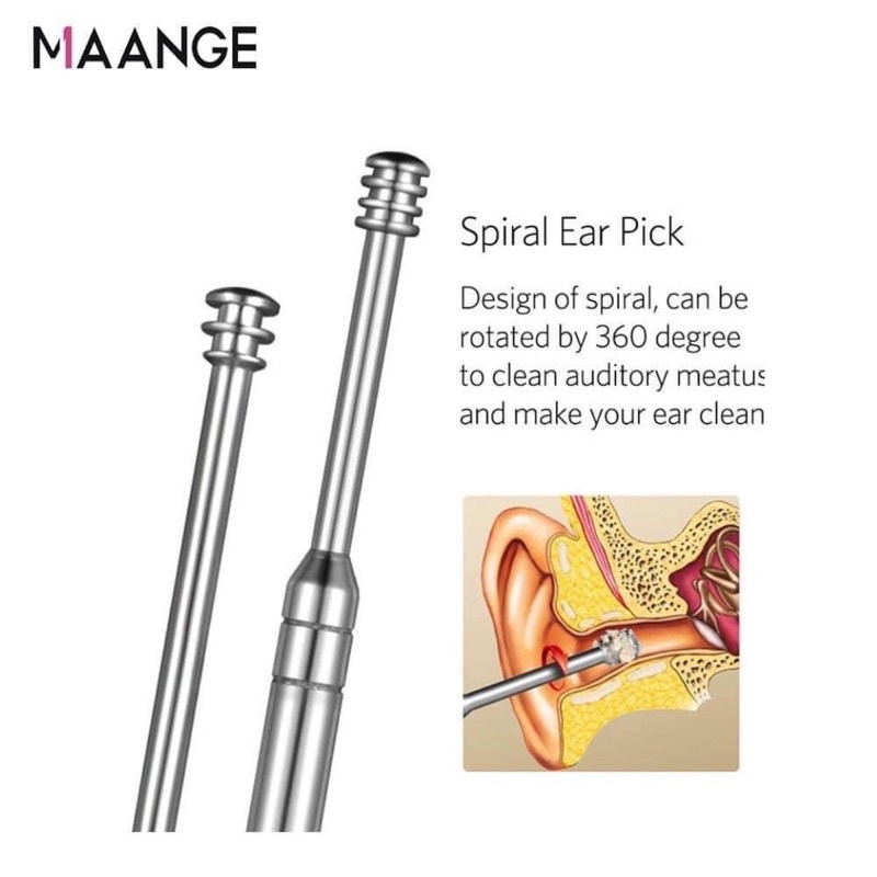 ( Hàng mới) Dụng cụ lấy ráy tai inox 6 món