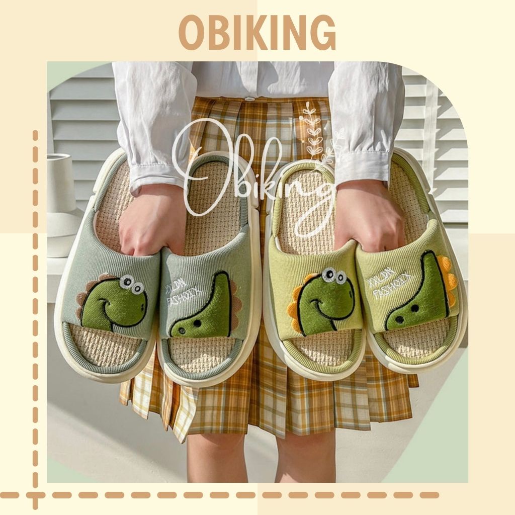 Dép bông hình khủng long đế cao su độn 3cm siêu êm