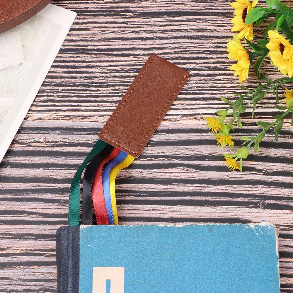 Bookmark Bằng Da PU Nhiều Màu Sắc Kèm Dây Ruy Băng Dùng Làm Quà Tặng Cho Học Sinh / Văn Phòng
