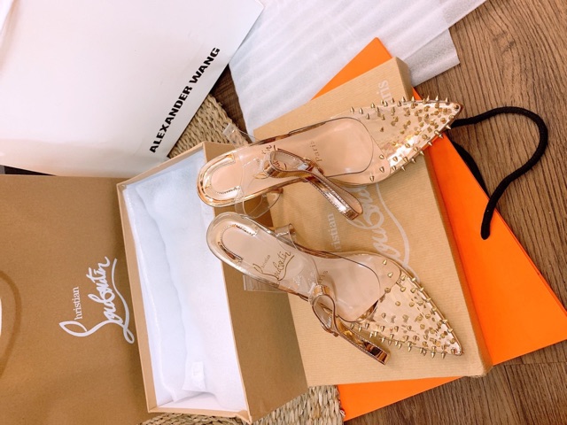 Giày cao gót LBT mica đinh hở gota quấn cổ (chat trước check size ạ)