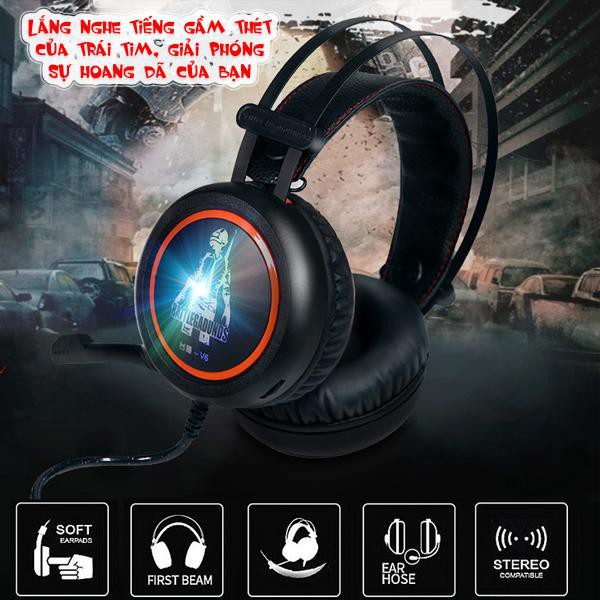 Tai nghe chụp tai chuyên game V6 đèn LED màu Cổng usb âm thanh 7.1