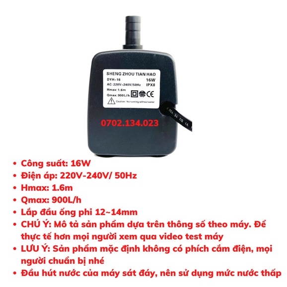 Máy bơm nước chìm mini 4W 8W 13W 16W 18W 25W điện 220V, Bơm quạt hơi nước, Bể cá thủy sinh, Hòn non bộ