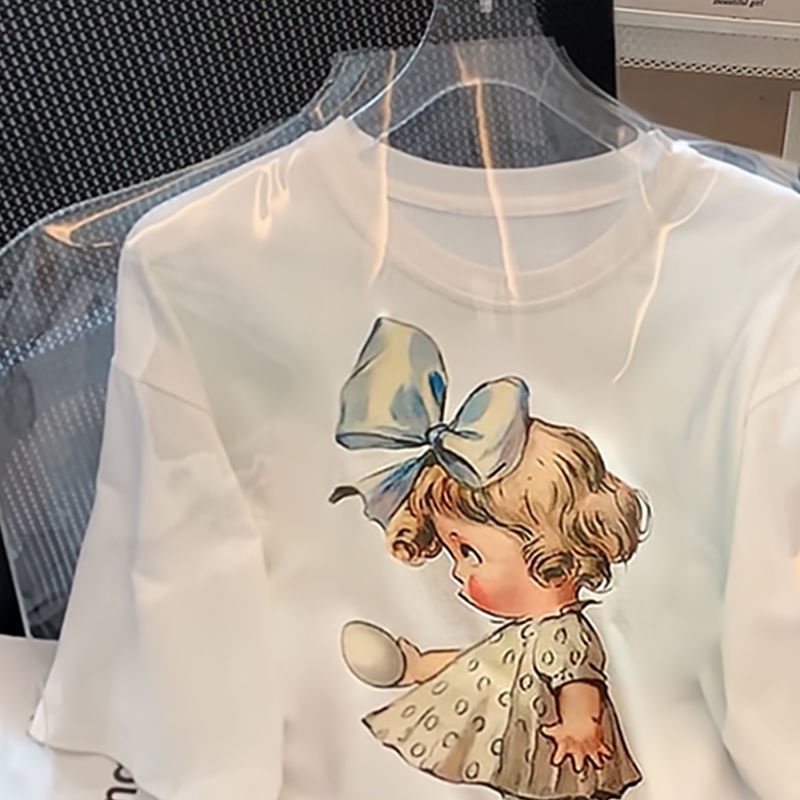 Áo Thun Cotton Ngắn Tay Dáng Rộng Thời Trang Retro Đơn Giản Cá Tính Cho Nữ