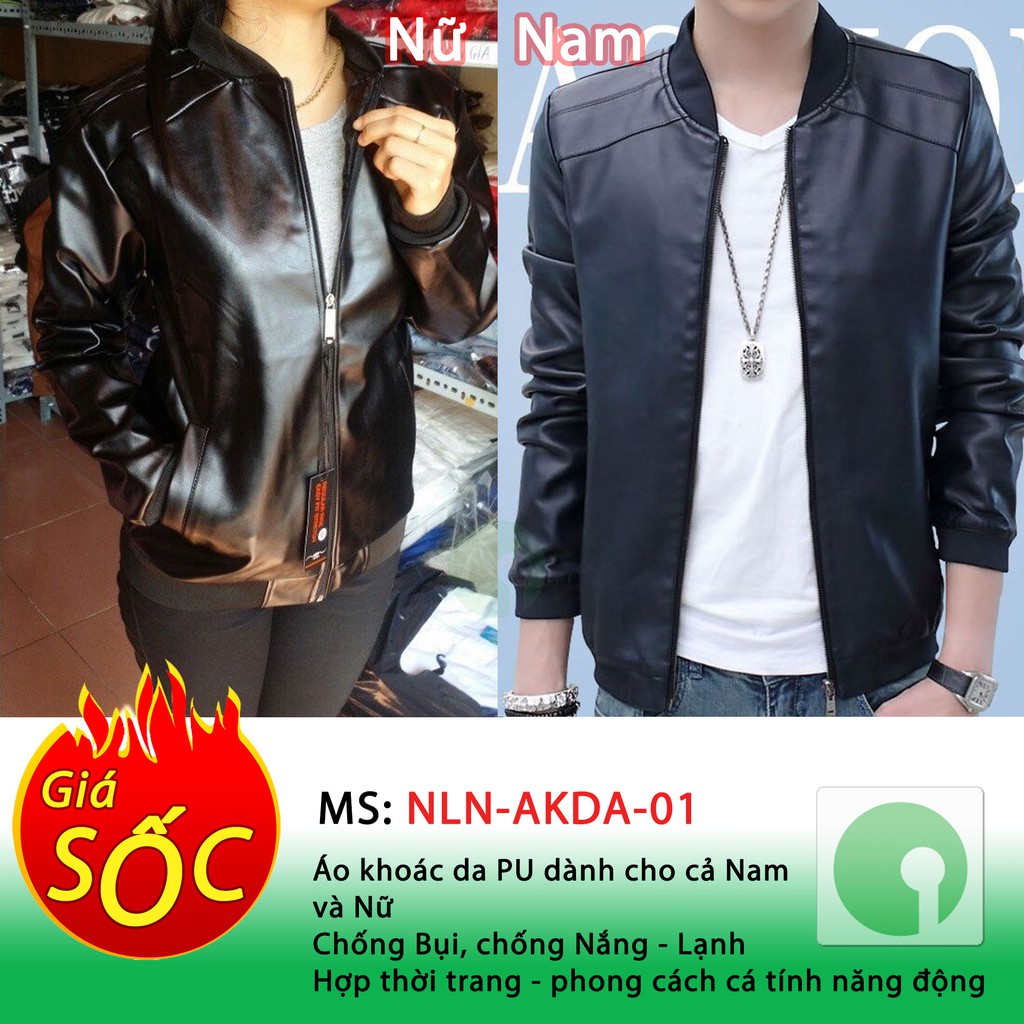 Áo khoác da thời trang dành cho nam và nữ - phù hợp cặp đôi cá tính năng động - NLN-AKDA-01 (màu đen)