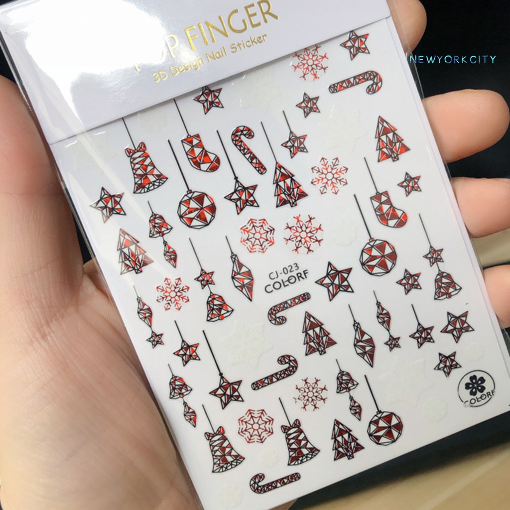 Miếng Dán Trang Trí Móng Tay Hình Bông Tuyết Giáng Sinh Ba Chiều Siêu Mỏng DIY