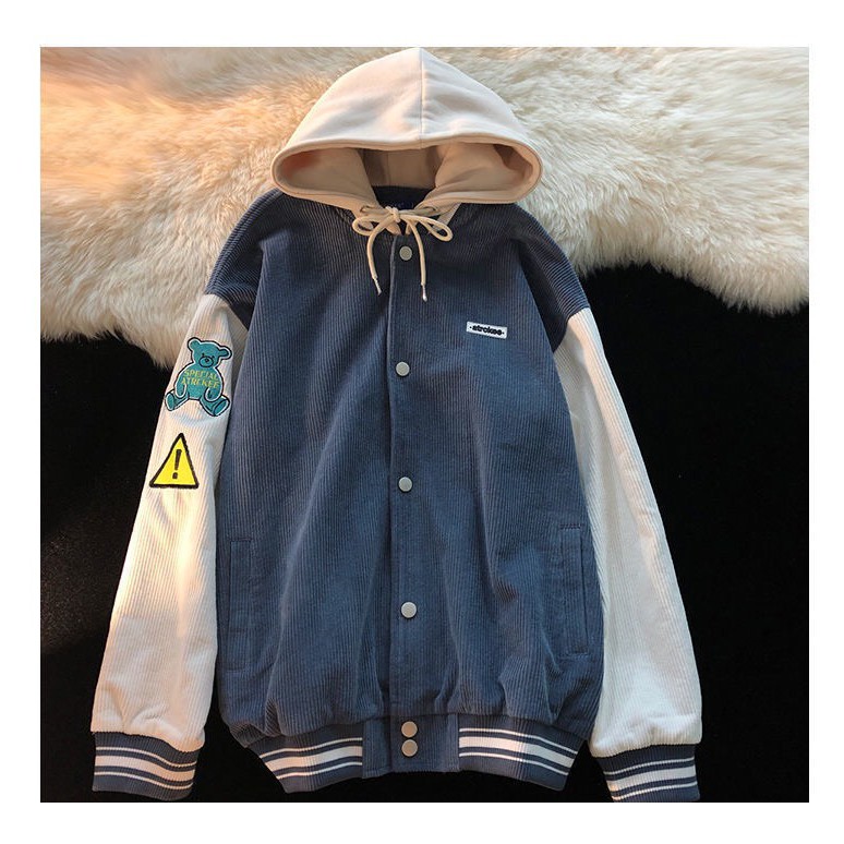 ÁO BOMBER NHUNG PHỐI MŨ NỈ THÊU GẤU ( AK09) | BigBuy360 - bigbuy360.vn