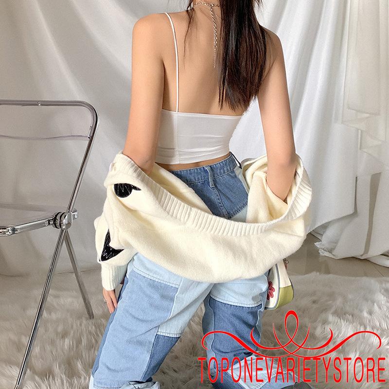 [Mã FAMAYWA giảm 10K đơn 50K] Áo Croptop Hai Dây Cổ Chữ V Khoét Sâu Gợi Cảm Cho Nữ | BigBuy360 - bigbuy360.vn