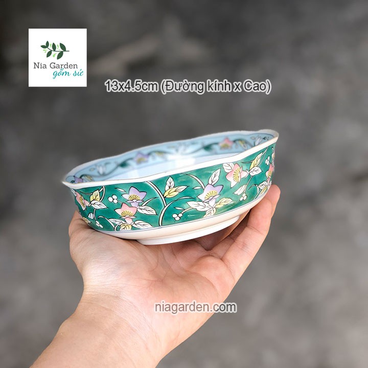 (T2) Tô sứ loe tròn họa tiết vẽ hoa size 13cm - GS4