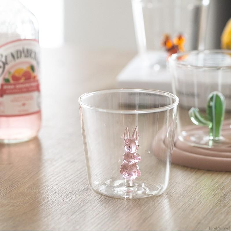 Cốc thủy tinh borosilicate in hình động vật 3D dùng khi uống nước ép/ cà phê/ bia/ sữa dùng trong văn phòng và nhà hàng
