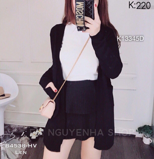 Áo khoác len caridigan mỏng len tiêu