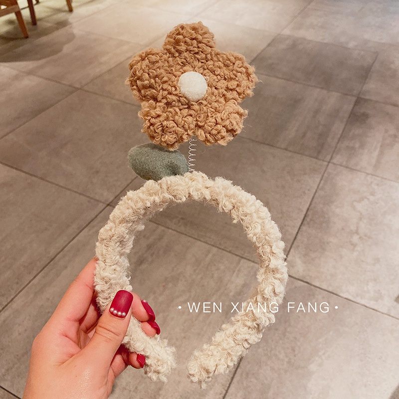 Băng Đô Rửa Mặt Bằng Lông Cừu Đính Hoa Dễ Thương Sáng Tạo Cho Nữ