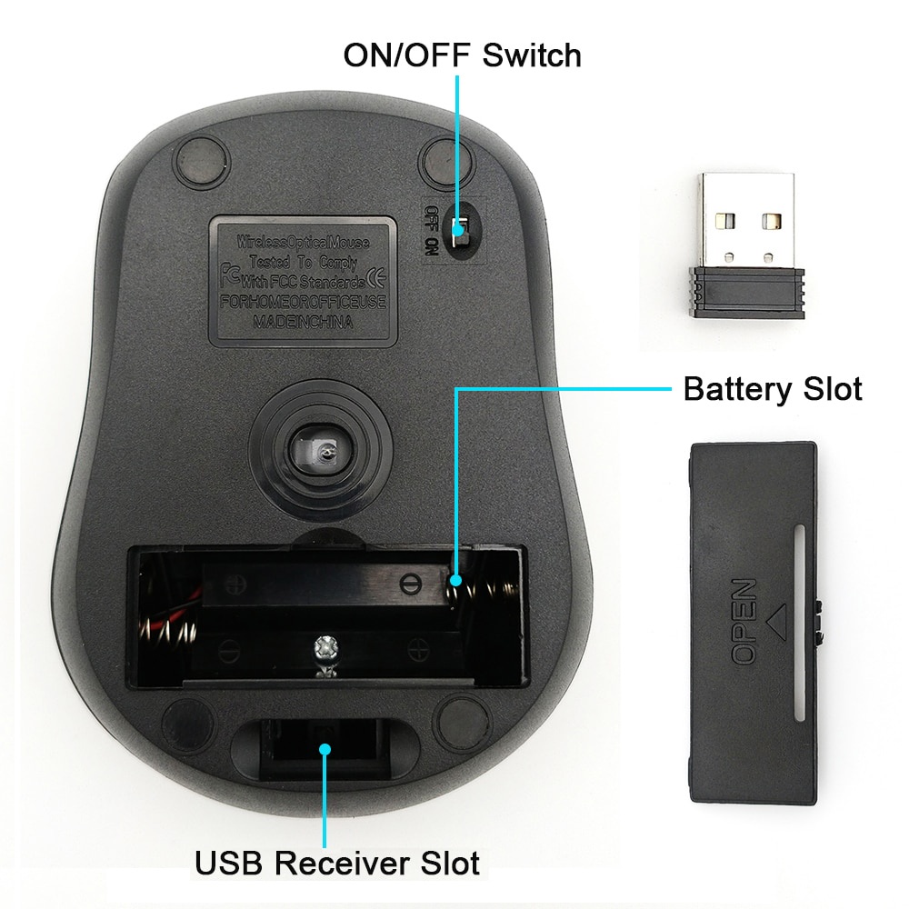 Chuột Quang Không Dây 2.4GHz Kèm Đầu Chuyển Đổi USB