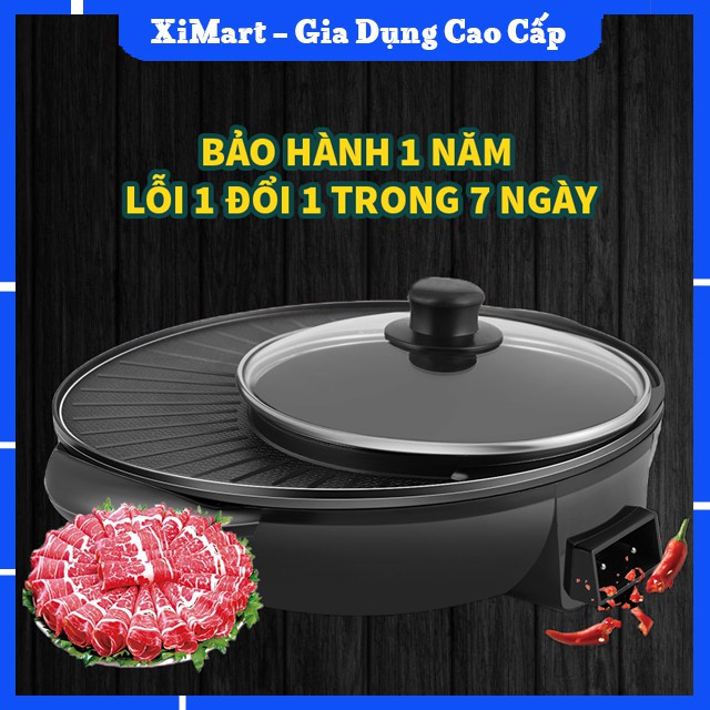 Bếp Nướng Điện Nồi Lẩu Điện Đa Năng - Nồi Lẩu Nướng Nhật Nguyệt 2in1 Cao Cấp Size 34cm Bảo Hành 12 Tháng