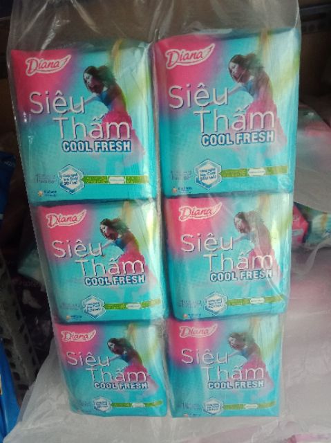 Combo 6 gói bvs Diana siêu thấm cool fresh mặt lưới