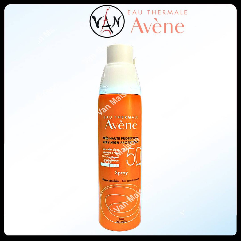 [ Avene ] Xịt chống nắng bảo vệ cho mặt và body avene very high protection spray spf50+ 200ml dành cho mọi loại da