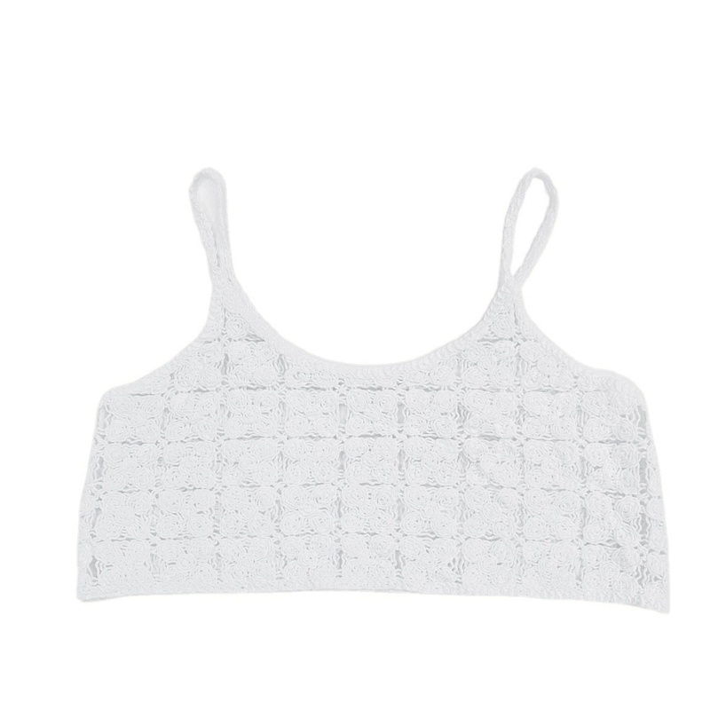 Brroa Ins Áo Crop Top Không Tay Cổ Tròn Ngọt Ngào Phong Cách Boho Mùa Hè Cho Nữ