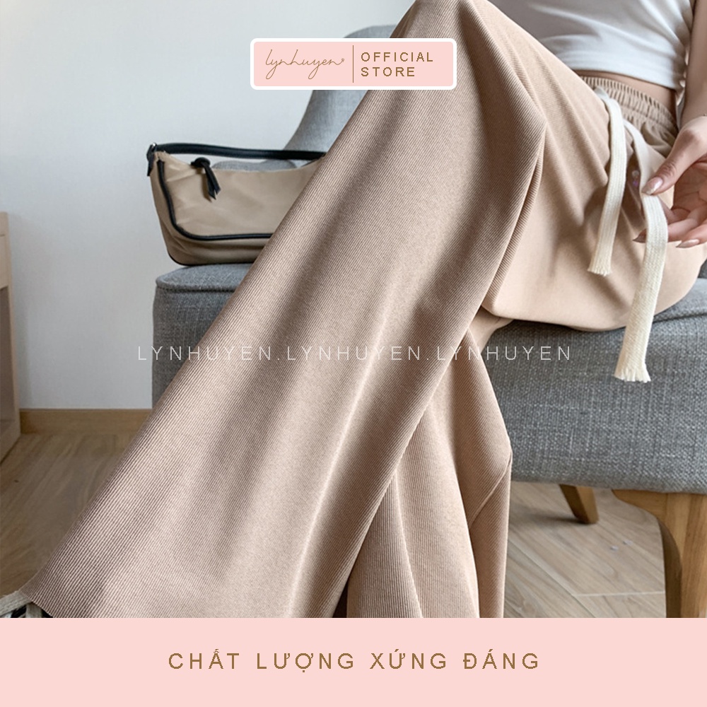 Quần Ống Rộng Suông Nữ Lưng Cao Thun Tăm Mịn Lynhuyen Q013