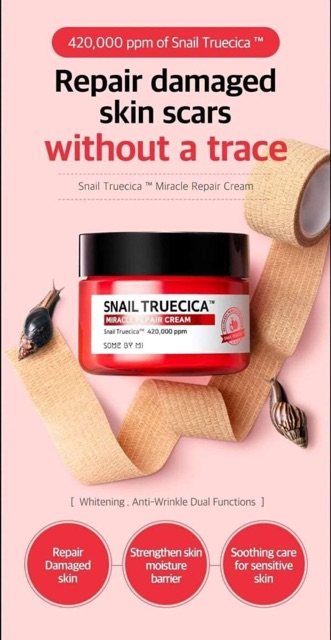 Kem Dưỡng Ốc Sên Mờ Sẹo, Phục Hồi Da Some By Mi Snail Truecica Fullsize 60g